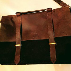leather and canvas briefcase shoulder bag
